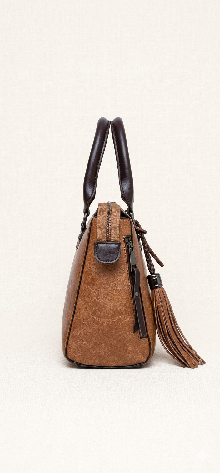 Classic Brown Leather Handbag Set (4-in-1)