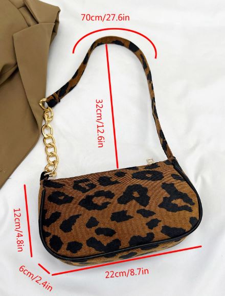 Luxe Leopard Baguette Shoulder Bag